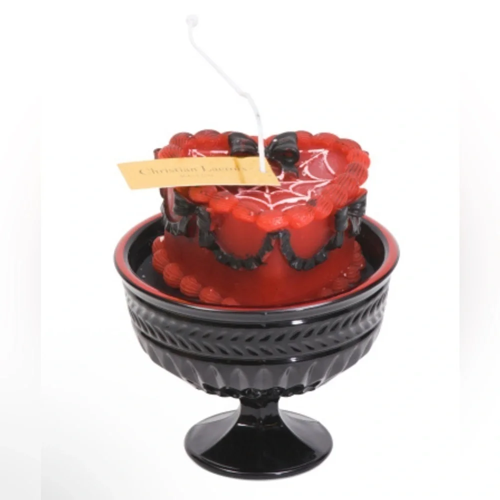 Christian Lacroix Red Heart Candle with Black Stand